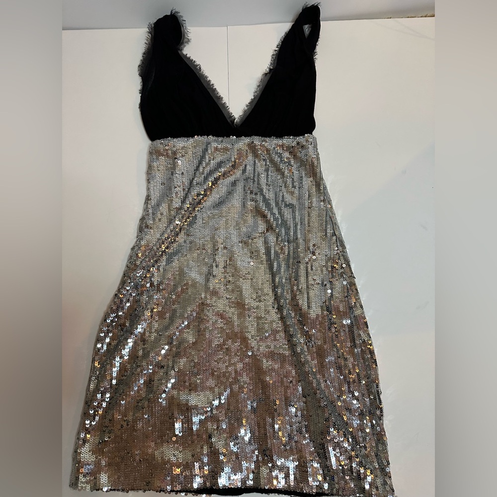 Bebe Black and Silver Sequin Dress